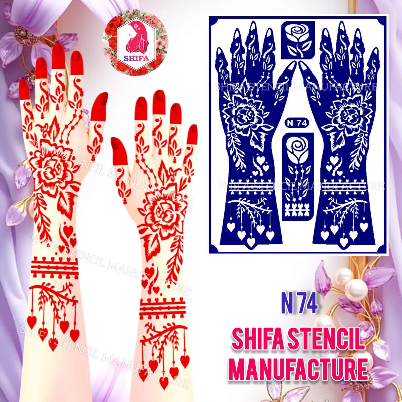 N74 Velvet Rose Heartstrings - Sticker Overview - Shifa Stencil Manufacturer